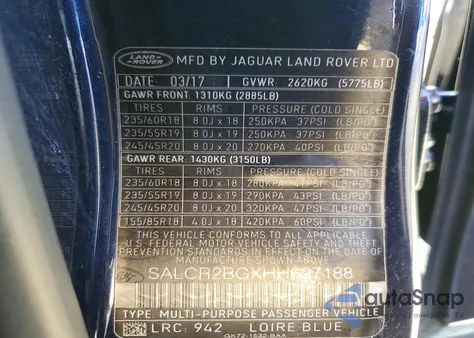 2017 Land Rover Discovery Sport Hse from USA, damaged, VIN SALCR2BGXHH697188